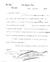 A letter from Dr Nash congratulating Thomson on his graduation [ JPG ]