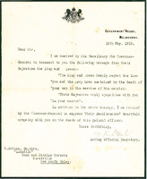 Letter of sympathy from the Governor General [ jpg ]