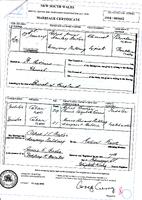 Marriage Certificate for A.J.S. Baker & M. Fielding. Courtesy: Marguerite Ann Taylor (nee Baker) [ JPG ]