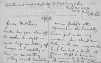 Postcard from A.C. White sent to his mother on Armistice Night 11 November 1918. Courtesy: White family [ JPG ]