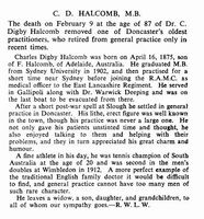 British Medical Journal - Obituary of C D Halcomb [ jpg ]
