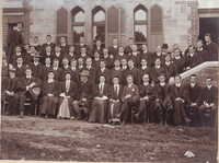 Staff and Students 1906 - Faculty of Medicine - NC Shierlaw front row, far left [ jpg ]