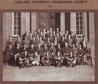 HW Gartrell, 2nd row from front, 4th from right - Adelaide University Engineering Society 1937 [ jpg ]