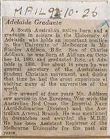 Newspaper Article - brief biography of S S Addison [ jpg ]