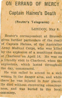 Newspaper cutting of Hains death [ jpg ]