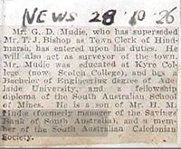 Mr G D Mudie becomes Town Clerk [ jpg ]