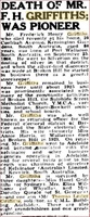 News - "Death of Mr F.H. Griffiths; was pioneer" [ jpg ]