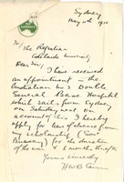Cairns-Letter asking for leave of absence from his scholarship to enlist in army [ jpg ]