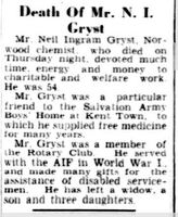 Obituary - Neil Ingram Gryst [ jpg ]