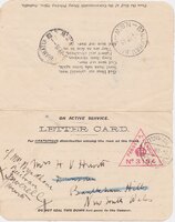 Cover of letter card 28 February 1916 [ jpg ]