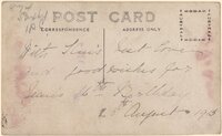 Reverse of Kenneth Saxby portrait postcard [ jpg ]